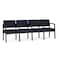 Lesro Lenox Steel 4 Seater with Center Arms, Navy/Midnight Seat, Navy/Midnight Back, 85.5 W 24.5 L 32 H LS4103 - alternate 1